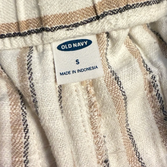 🌹OLD NAVY LINEN RAYON STRIPPED DRAWSTRING WAIST WIDE LEG PANTS - Picture 3 of 7